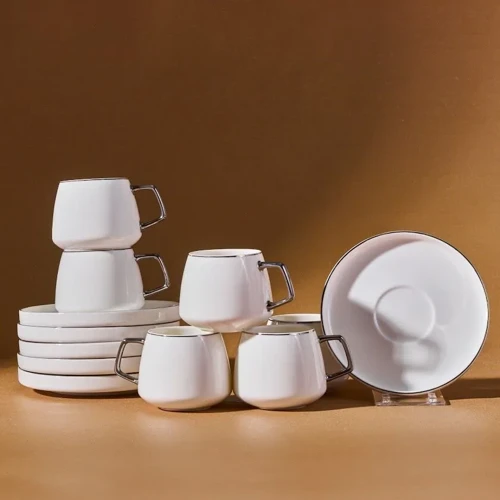 Streamline Saturn 6 Kişilik Kahve Fincan Takımı 100 ml Platin