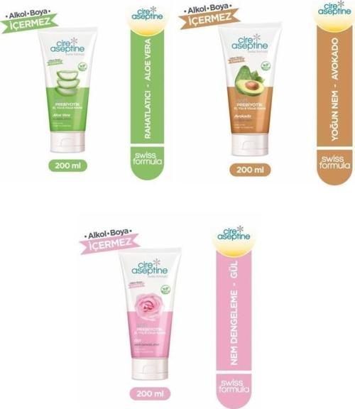Soft Prebiyotik Karma Set Aloevera,Avakado,Gül El,Yüz ve Vücut Kremi 200 Ml