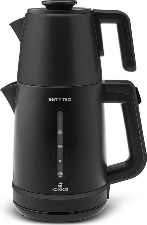 Berry Tea Xl 2 İn 1 Çelik Demlikli Çay Makinesi Ve Kettle Shiny Black