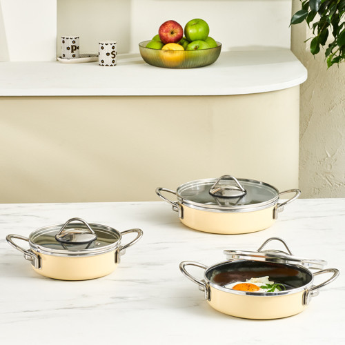 Erva 6 Parça Emaye Sahan Set Krem