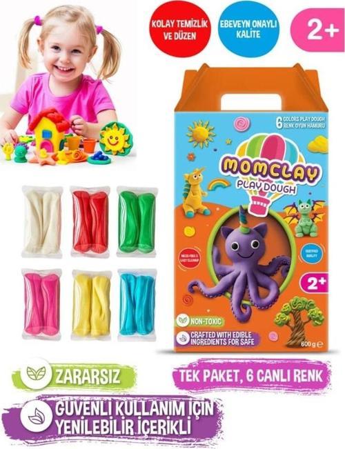Momclay Doğal Oyun Hamuru 6 Renk 600 gr