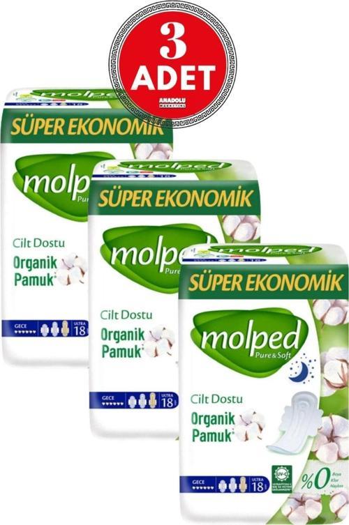 Pure Soft Hijyenik Ped Gece Süper Ekonomik 18'Li 3 Adet