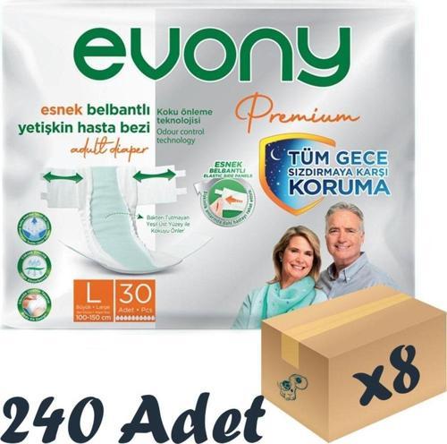 Premium Esnek Belbantlı Yetişkin Hasta Bezi Large 30’Lu 8 Paket 240 Adet