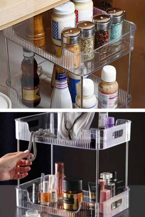 2 Katlı Şeffaf Takı Aksesuar Makyaj Organizer Düzenleyici