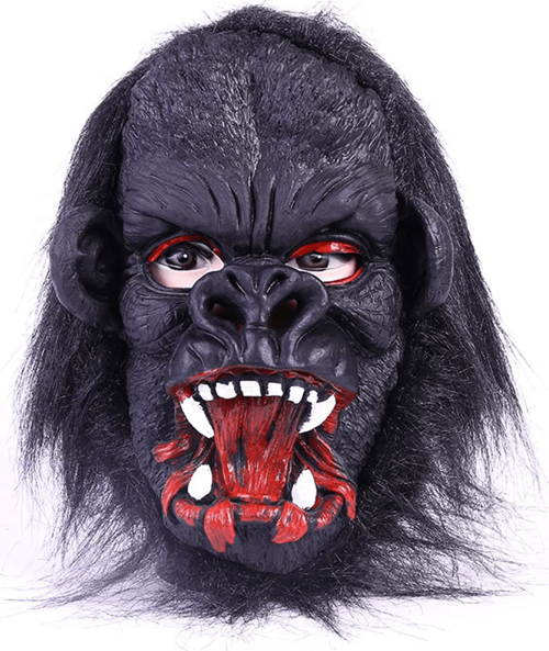 Lateks Goril Maskesi Maymun Maskesi Et Maskesi Orangutan Siyah Saçlı 2 No