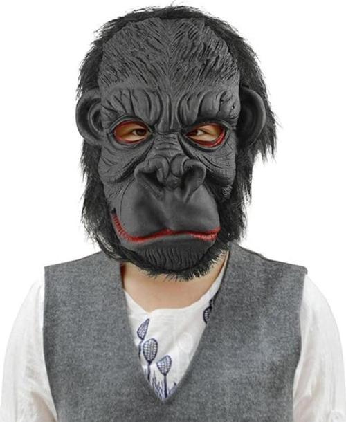 Lateks Goril Maskesi Maymun Maskesi Et Maskesi Orangutan Siyah Saçlı 3 No