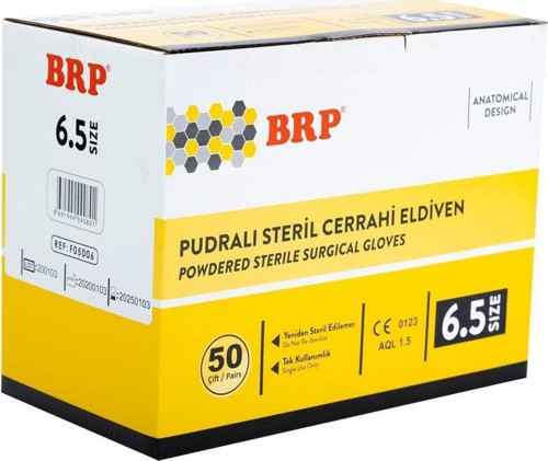 Steril Cerrahi Eldiven Pudralı 6.5 50 Çift (1 Kutu)