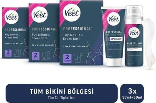 Professional Bikini Bölgesi Tüy Dökücü Krem Seti 50Ml+50Ml X3
