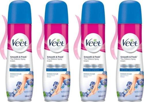Veet Tüy Dökücü Sprey Bacak & Vücut Bölgesi Hassas Ciltler 150 Ml 4 Adet