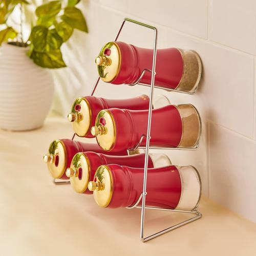 Gold Berry 7 Parça Üçgen Cam Baharat Takımı