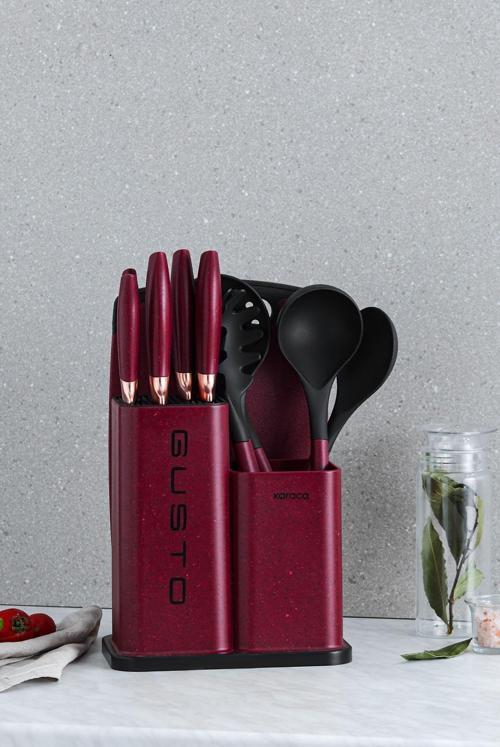 Gusto Bordo 12 Parça Bıçak/kesme Tahtası Seti