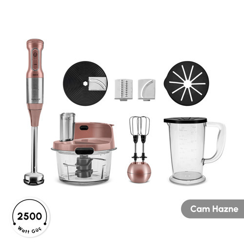 Mastermaid Prosteel 6 in 1 Uzun Blender Ayaklı 6 Bıçaklı Cam Mutfak Robotu 2500W Rosegold