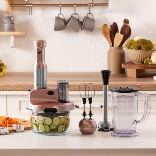 Mastermaid Prosteel Uzun Blender Ayaklı 6 Bıçaklı Cam Mutfak Robotu 2500W Rosegold