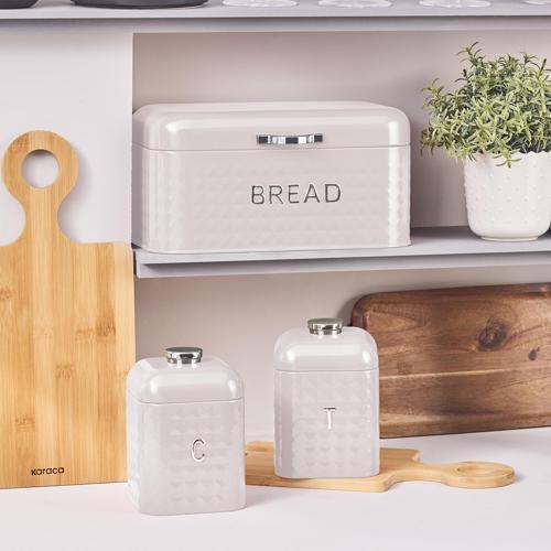 Elmas Ekmek Kutusu Saklama Kabı Hediyeli Krem