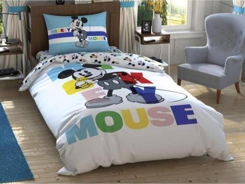 Disney Mickey Colour Face Lisanslı Nevresim Takımı Lastikli 160 Cm X 220 Cm