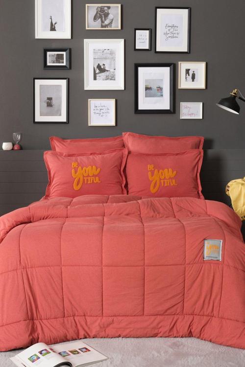 Motto Cotton Comfort Çift Kişilik Uyku Seti Mercan