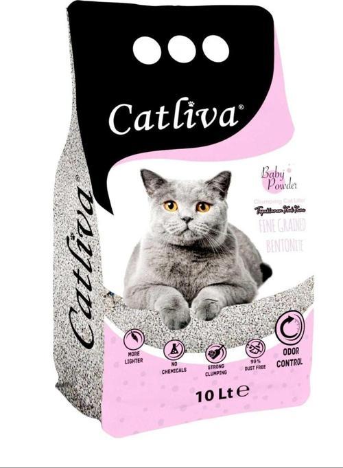 Catliva Bentonit Pudra Kokulu Topaklanan Kedi Kumu 10 Lt - 8684076787502