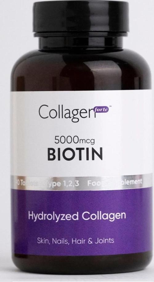 Biotin 5000mcg & Kolajen 1500mg X 90 Tablet, Saç Vitamini Güçlendirici Gıda Takviyesi