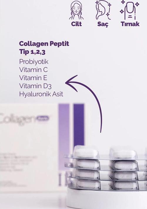 Premium 3 Tip Kolajen, Hyalüronik Asit, Çinko, Selenyum & Vitamin C, 90 Tablet