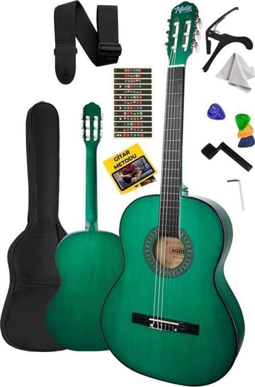 CG-270GR Yeşil Renk Klasik Gitar 4/4 Yetişkin Boy Sap Ayarlı Full Set