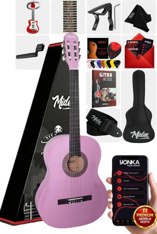 CG-270PU Lila Renk Klasik Gitar 4/4 Yetişkin Boy Sap Ayarlı Full Set