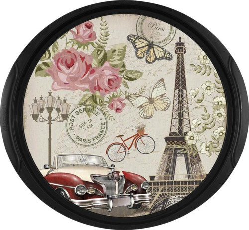 Paris Desenli Yuvarlak Tepsi