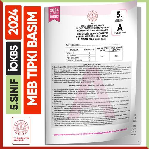 2024 5.Sınıf İOKBS BURSLULUK MEB Tıpkı Basım Çıkmış Soru Kitapçığı Video/PDF Çözümlü Türkiye Geneli