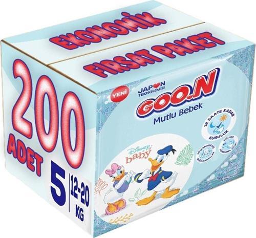 Goon Mutlu Bebek Bebek Bezi Beden:5 (12-20 kg) Junior 200 Adet Ekonomik Fırsat Pk