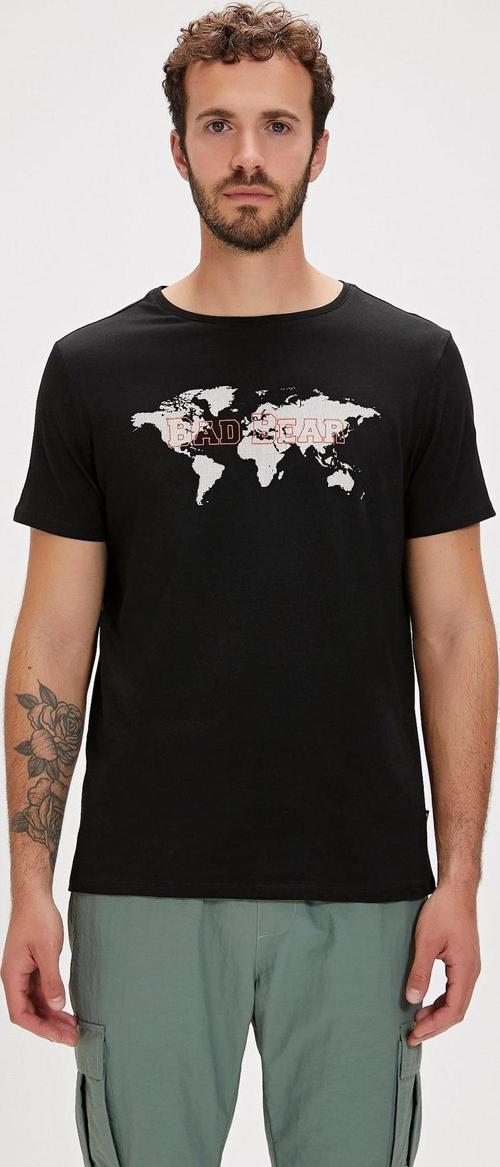 Globe Siyah Baskılı Erkek Tişört