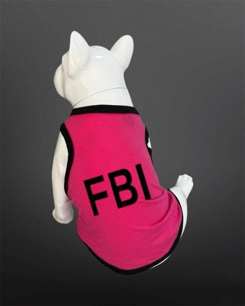 Kedi Ve Köpek Kıyafeti - FBI Baskılı Pembe Atlet