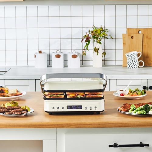 Presto 2 in 1 Digital 2009 Döküm Izgara ve Tost Makinesi Krem 2000W 6 Dilim Kapasiteli