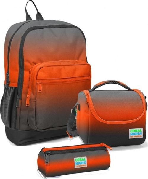 Coral High 23748 İlkokul Sırt Çantası + Beslenme Çantası + Kalem Kutusu 3'lü Set