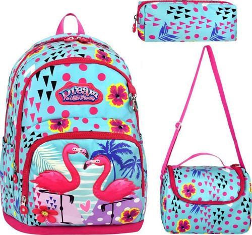 Dream Flamingo Okul Çantası + Termal Beslenme + Kalemlik Leylek Çanta İlkokul Çantası Sırt Çanta