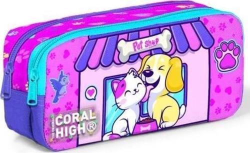 Kids Kedi Köpek Desenli İki Bölmeli Kalem Çantası 12079