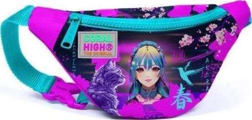 Kids Mor Pembe Anime Kedi Desenli Bel Çantası 11505