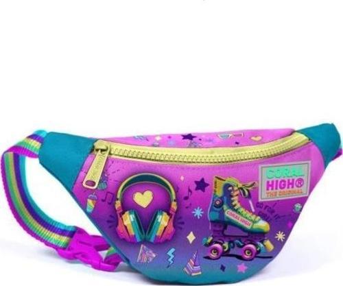 Kids Pembe Turkuaz Kulaklık Paten Desenli Bel Çantası 11506