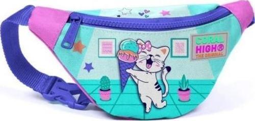 Kids Turkuaz Pembe Dondurmalı Kedi Desenli Bel Çantası 11503