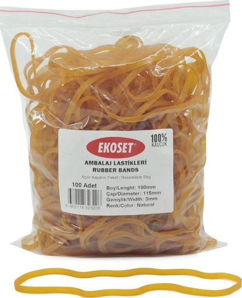 180x3mm Geniş Kauçuk Paket Ambalaj Kasa Lastiği 100 Adet