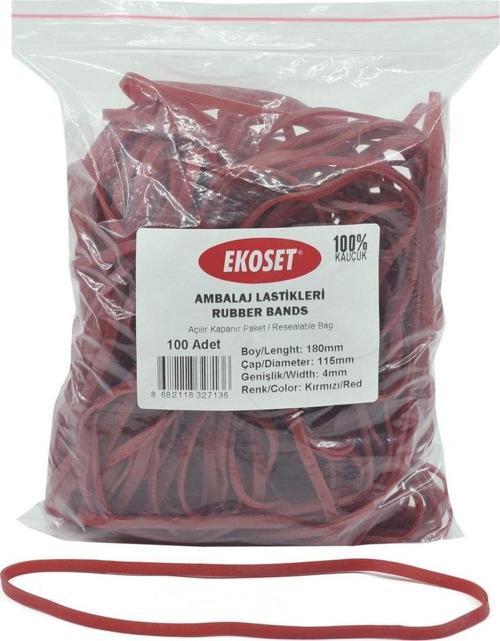 180x4mm Kauçuk Paket Ambalaj Lastiği Kırmızı 100 Adet