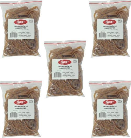 70x5mm Geniş Kauçuk Paket Ambalaj Para Lastiği 500 Adet