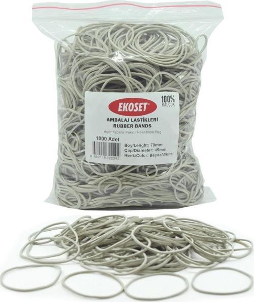 Beyaz Paket Ambalaj Para Lastiği 1000 Adet 70mm