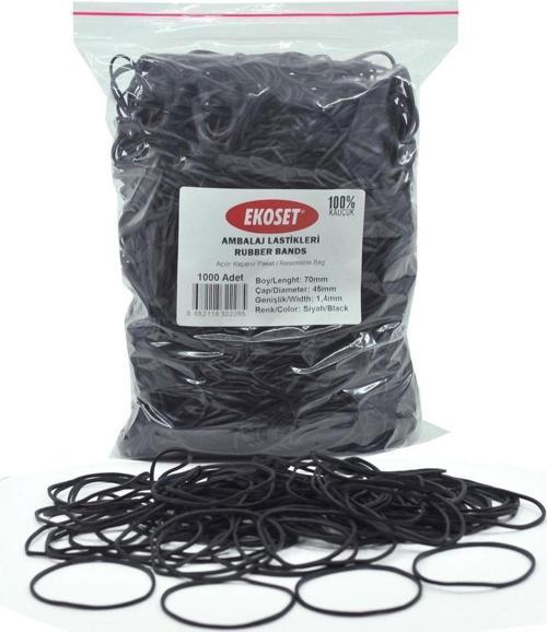 Siyah Paket Ambalaj Para Lastiği 1000 Adet 70mm