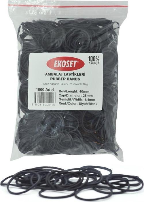 Siyah Paket Ambalaj Toka Para Lastiği 1000 Adet 40mm