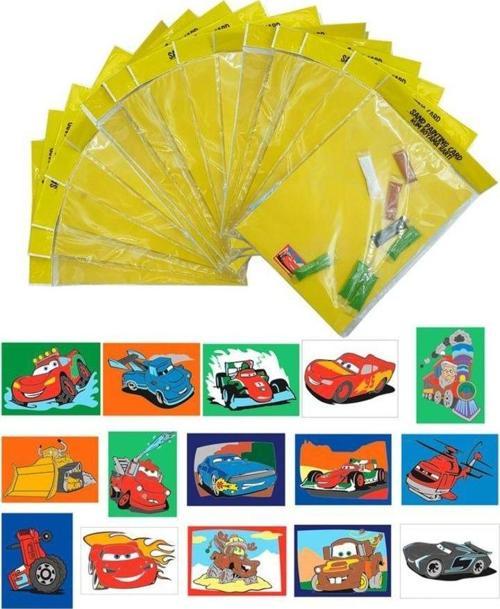 Disney Cars, 15 Adet Büyük Boy A4, Erkek Çocuk Kum Boyama Kartı Seti-Red Castle KB-D-150