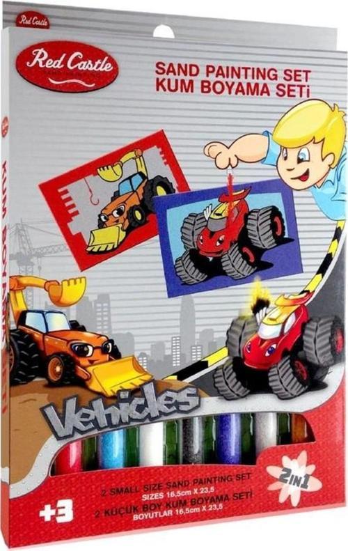 Eğitici ve Eğlenceli Kum Boyama Seti-Red Castle Araba & Kepçe DS-208