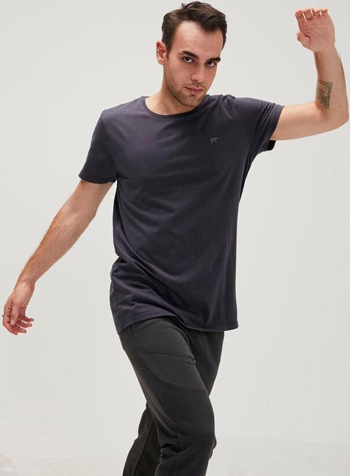 Solid T-Shirt Antrasit Basic Erkek Tişört 