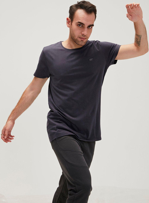Solid T-Shirt Antrasit Basic Erkek Tişört