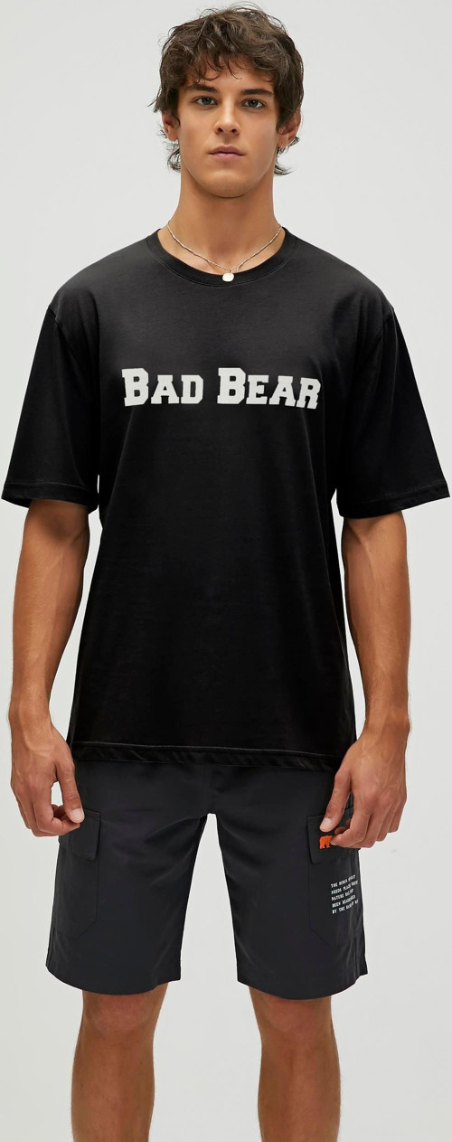 Title Oversize T-Shirt Siyah Baskılı Erkek Tişört