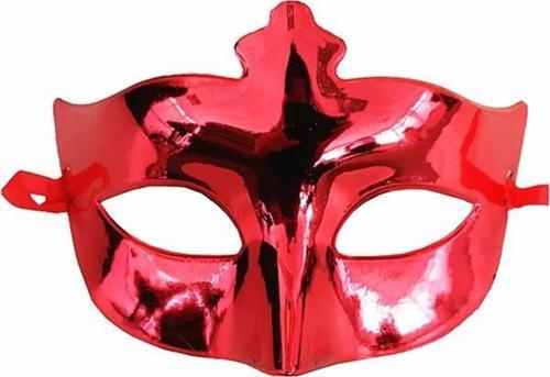 Kırmızı Renk Kostüm Partisi Ekstra Parlak Balo Maskesi 15x10 cm