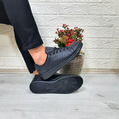 041 Siyah-Siyah Sneaker Düz Taban Spor Ayakkabı